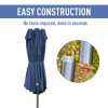 Outsunny 4.6m Garden Parasol Double-Sided Sun Umbrella Patio Market Shelter Canopy Shade Outdoor with Cross Base - Blue