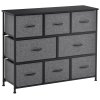 HOMCOM Chest of Drawers with 8 Foldable Drawers, 3-Tier Fabric Bedroom Dresser, Clothes Storage Unit for Bedroom Living Room, Dark Grey