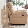 HOMCOM Recliner Armchair with Thick Padded Spring Cushion, Microfibre Manual Reclining Chair with Adjustable Leg Rest for Living Room, Bedroom, Light Brown