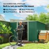 Outsunny 11.3 x 9.2ft Lean to Metal Garden Shed, Outdoor Galvanised Tool Storage House with Double Sliding Doors and 2 Air Vents, Green