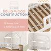 HOMCOM House-Shaped Kids Bed Frame, Solid Pine Wood Single Bed Frame with Safety Fence for Kids Boys and Girls, White