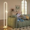 HOMCOM LED Floor Lamp, Dimmable Floor Standing Lamp with Glass Night Light, Foot Switch for Living Room, Bedroom, Office, White