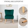 HOMCOM Velvet Accent Chair Occasional Tub Seat Padding Curved Back with Wood Frame Legs Home Furniture Green