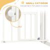 PawHut Dog Stair Gate Pet Barrier with Small Cat Door, Pressure Fit Safety Gate  with Auto Closing System, Double Locking, for Hallways, 74-100 cm Openings - White