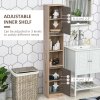HOMCOM Narrow Bathroom Cabinet, Slim Bathroom Storage Unit with Open Compartment, Freestanding Storage Cupboard with Adjustable Shelves for Small Spaces, 30 x 24 x 170 cm
