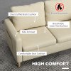 HOMCOM Two Seater Sofa for Living Room, Modern Fabric Couch with Wood Legs and 2 Pockets for Bedroom and Home Office