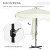 Outsunny 2.3m Half Parasol Semi Round Umbrella Patio Metal Frame Crank Handle for Balcony-- NO BASE INCLUDED, Off-White