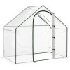 Outsunny Walk In PVC Greenhouse Garden Outdoor Flower Planter Steel Frame w/ Zipped Door & Window 180 x 100 x 168CM Clear