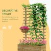 Outsunny Outdoor Wooden Planters with Trellis Free Standing Flower Raised Beds for Garden with 4 Wheels for Climbing Plants, 76 x 30 x 155cm, Natural