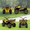AIYAPLAY 12V Kids Electric Ride on ATV, Battery Powered Quad Bike with 4 Suspension Wheels, Forward Reverse Function, Headlights, Music, Storage Basket, for Ages 3-5 Years, Yellow