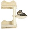 PawHut 4 Piece Cat Shelves Cat Wall Furniture Wall-Mounted Cat Tree for Indoor Cat w/ Hammock, Steps, Platforms, Scratching Post - Beige