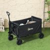 Outsunny 120L Festival Trolley on Wheels, Folding & Compact Camping Trolley Cart with Adjustable Handle for Garden, Beach, Fishing, Black