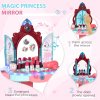 AIYAPLAY 31 Pieces Kids Dressing Table Set with Magical Princess Mirror, Music Lights, Makeup Accessories, Hair Dryer, Chair, Drawer for Ages 3-6 Years