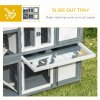 PawHut Rabbit Hutch Outdoor Guinea Pig Hutch 2 Tier Wooden Cage w/ Ramp, Divider, Openable Roof, 125 x 48 x 100cm - Grey
