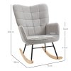 HOMCOM Wingback Rocking Chair for Nursing, Berber Fleece Nursery Glider Rocker, Modern Armchair for Living Room, Light Grey