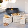 Outsunny Set of 3 Log Baskets for Wood Burner Indoor, Round torage Basket with Lining and Rope Handles for Fireside Storage, Blankets, Beige