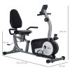 HOMCOM Exercise Bike with LCD Display, Stationary Bike with Quiet 8-Level Magnetic Resistance, Adjustable Seat and Backrest, Indoor Cycling Exercise Equipment for Home Gym Fitness Workout Training