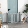 PawHut Freestanding Pet Gate 4 Panel Dog Barrier Folding Safety Fence with Support Feet up to 204cm Long 75cm Tall for Doorway Stairs, Grey