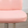 Vinsetto Armless Office Chair, Faux Leather Desk Chair with Adjustable Height, Button Tufted, Pink