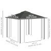 Outsunny 3(m) x 3(m) Garden Gazebo, Double Roof Outdoor Gazebo Canopy Shelter with Netting, Solid Steel Frame, for Garden, Lawn and Deck, Light Grey