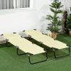 Outsunny Folding Sun Loungers Set of 2, Outdoor Day Bed with 5-Position Adjustable Backrest, Portable Recliner Garden Chairs with Breathable Mesh for Beach, Patio, Beige