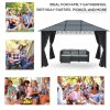 Outsunny 3 x 4m Hardtop Gazebo Canopy with Polycarbonate Roof, Permanent Pavilion Garden Gazebo with Curtains for Patio, Deck, Grey