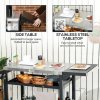 Outsunny Outdoor Grill Dining Cart with Foldable Side table, Stainless Steel Top, Portable BBQ Trolley with 2 Wheels, 6 Hooks, 3-Shelf Movable Food Prep Pizza Oven Table for Kitchen, Patio, Garden