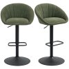 HOMCOM Bar Stools Set of 2, Swivel Barstools, Height Adjustable Breakfast Bar Chairs with Backrest and Footrest for Kitchen Island Counter, Dining Room, Dark Green
