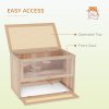 PawHut Wooden Hamster Cage Mouse Mice Rodent Small Animals Hutch Exercise Play House 60 x 35 x 42cm, Natural Wood Finish