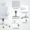 Vinsetto High Back Office Chair, Mesh Computer Desk Chair with Rotatable Headrest, 4D Lumbar Support, Flip-up Arm, Adjustable Height, White