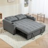 HOMCOM 2 Seater Sofa Bed, Convertible Pull Out Sofa Bed with Adjustable Backrest, Cup Holders and Pillows, Click Clack Settee for Living Room, Bedroom, Guest Room, Charcoal Grey