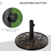 Outsunny 13kg Garden Parasol Base, Round HDPE Concrete Patio Umbrella Stand for 35mm / 38mm / 48mm Pole, Outdoor Sun Shade Parasol Weight Holder, Bronze Tone
