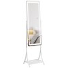 HOMCOM Full Length Mirror with LED Lights, Dimmable Free Standing Full Body Mirror with 3 Temperature Colours, Adjustable Angle and Storage Shelf for Bedroom, Living Room, Hallway, White