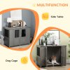PawHut Dog Crate Furniture End Table, Pet Kennel for Extra Large Dogs with Magnetic Door Indoor Animal Cage, Grey, 114 x 60 x 82 cm
