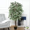 Outsunny 160cm/5.2FT Artificial Ficus Silk Tree with Nursery Pot, Decorative Fake Plant, for Indoor Outdoor D??cor