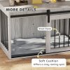 PawHut Dog Crate Furniture, Dog House Furniture Style for Large Breeds, Pet Kennel with Removable Cushion for Indoor Use, 98 x 58 x 61cm, Grey