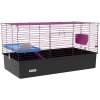 PawHut Guinea Pig Cage Chinchillas Rabbit Small Animal Cage with Ramp, Dish, Water Bottle, 99 x 52 x 53cm, Black
