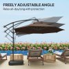 Outsunny 3(m) Garden Cantilever Parasol with Fillable Base up to 90kg, Wind Protection Strap, Cover, Round Banana Hanging Umbrella with Crank Handle and Tilt, UPF50+ Patio Umbrella, Brown