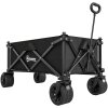 Outsunny 110L Festival Trolley on Wheels, Folding Camping Trolley Cart with Telescopic Handle, Carry Bag and All-Terrain Big Wheels, for Garden, Beach, Fishing, Black