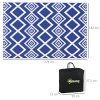 Outsunny Reversible Outdoor Rug with Carry Bag, Waterproof Plastic Straw Mat for Garden, Deck, RV, Picnic, Beach, Camping, 182 x 274cm, Blue and White