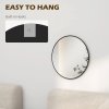 HOMCOM Circle Wall Mirror, 61 cm Round Bathroom Mirror for Living Room, Bedroom, Hallway, Black