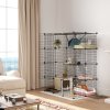 PawHut Cat Cage Indoor, DIY 4 Tier Wire Cat Enclosure with Hammock, Ramps, Doors, Jumping Platforms, Detachable Catio Indoor for 1-3 Cats, 105 x 70 x 140 cm, Black