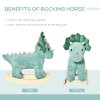 HOMCOM Kids Toddler Rocking Horse Plush Ride On Triceratops Rocker Wooden Base W/ Sound for 3-6 Years Green
