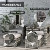 Outsunny 5PC PE Rattan Sun Lounger, Outdoor Wicker 5-level Adjustable Recliner Sofa Bed with Storage Side Table and Footstools, for Patio, Garden, Poolside, Grey