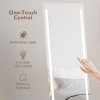 HOMCOM Full Length Mirror with LED Lights, 150x40cm Floor Mirror, Free Standing, Wall Mounted or Leaning, Full Size Body Mirror with Dimmable and 3 Colour Lighting for Bedroom, 23W, White