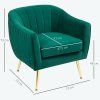 HOMCOM Velvet Tub chair, Luxury Accent Chair with Golden Metal Leg, Comfy Upholstered Armchair with Thick Padded Seat for Living Room