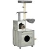 PawHut Cat Tower with Litter Box Enclosure, Cat Tree for Indoor Cats with Cat House, Scratching Post, Hammock, Grey