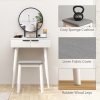 HOMCOM Dressing Table with Mirror and Stool, Vanity Makeup Desk Set with 2 Drawers, Cushioned Stool and Make-up Organiser for Bedroom and Dressing Room, 60 x 40 x 123 cm, White