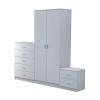 HOMCOM High Gloss 3 Piece Trio Bedroom Furniture Set Wardrobe + Chest Of Drawer + Bedside White