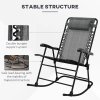 Outsunny Garden Rocking Chair Folding Outdoor Adjustable Rocker Zero-Gravity Seat with Headrest Camping Fishing Patio Deck, 95 x 64 x 106 cm - Grey